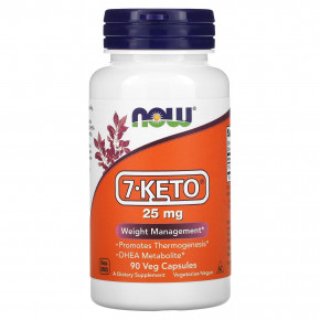 NOW Foods, 7-KETO, 25 мг, 90 растительных капсул - описание