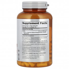 NOW Foods, AAKG 2200, 180 растительных капсул (550 мг на капсулу) в Москве - eco-herb.ru | фото
