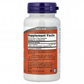 NOW Foods, ацетил-L-карнитин, 50 растительных капсул (500 мг в 1 капсуле) в Москве - eco-herb.ru | фото