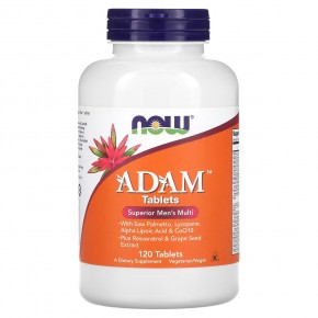 NOW Foods, Adam, лучшие мультивитамины для мужчин, 120 таблеток - описание