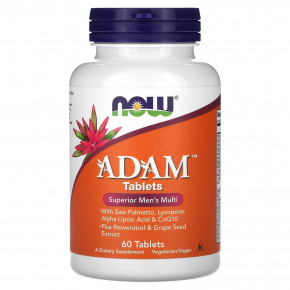 NOW Foods, ADAM, улучшенные мультивитамины для мужчин, 60 таблеток - описание