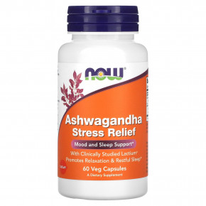 NOW Foods, Ashwagandha Stress Relief`` 60 растительных капсул в Москве - eco-herb.ru | фото