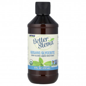 NOW Foods, Better Stevia®, жидкий подсластитель нулевой калорийности, органический глицерит, 237 мл (8 жидк. унций) - описание | фото
