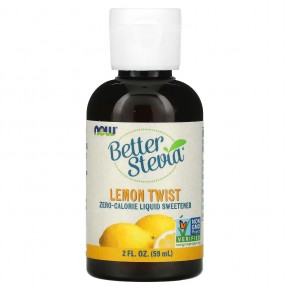 NOW Foods, Better Stevia, низкокалорийный жидкий подсластитель, лимонная твист, 59 мл (2 жидк. Унции) - описание