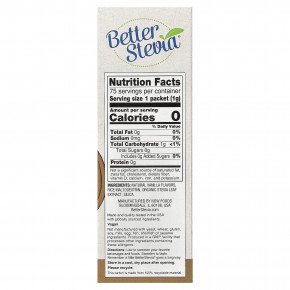 NOW Foods, BetterStevia®, низкокалорийный подсластитель, французская ваниль, 75 пакетиков по 1 г (0,035 унции) в Москве - eco-herb.ru | изображение NOW Foods, BetterStevia®, низкокалорийный подсластитель, французская ваниль, 75 пакетиков по 1 г (0,035 унции) в Москве - eco-herb.ru | фото