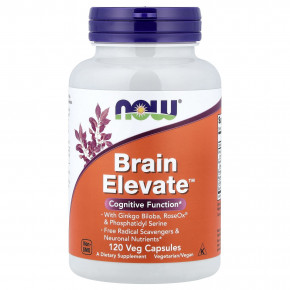 NOW Foods, Brain Elevate™, добавка для поддержки работы мозга, 120 растительных капсул - описание | фото