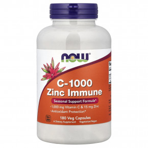NOW Foods, C-1000 Zinc Immune, витамин C и цинк для иммунитета, 180 растительных капсул - описание | фото