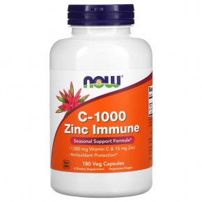 NOW Foods, C-1000 и цинк для иммунитета, 180 растительных капсул - описание