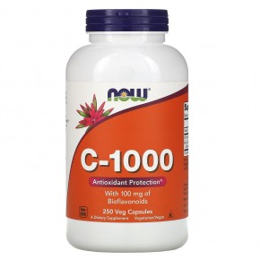 NOW Foods, C-1000, со 100 мг биофлавоноидов, 250 растительных капсул - описание