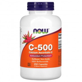 NOW Foods, C-500, аскорбат кальция-C, 250 капсул - описание