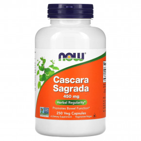 NOW Foods, Cascara Sagrada, 450 мг, 250 растительных капсул - описание | фото