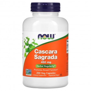 NOW Foods, Cascara Sagrada, 450 мг, 250 растительных капсул - описание