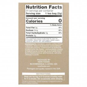 NOW Foods, чай с грибами ройбуш и рейши, без кофеина, 24 чайных пакетика, 48 г (1,7 унции) (Товар снят с продажи) в Москве - eco-herb.ru | фото