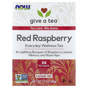 NOW Foods, чай с красной малиной, без кофеина, 24 чайных пакетика, 48 г (1,7 унции) - описание