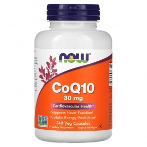 NOW Foods, CoQ10, 30 мг, 240 растительных капсул в Москве - eco-herb.ru | фото