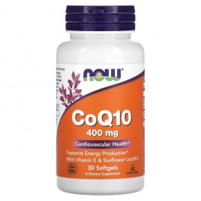 NOW Foods, Коэнзим Q10, 400 мг, 30 мягких таблеток - описание