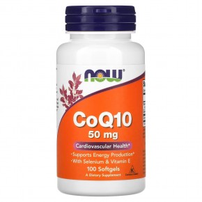 NOW Foods, CoQ10, 50 мг, 100 мягких желатиновых капсул - описание