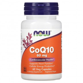 NOW Foods, CoQ10, 60 мг, 60 растительных капсул в Москве - eco-herb.ru | фото