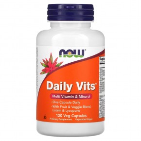 NOW Foods, Daily Vits, мультивитамины и микроэлементы, 120 вегетарианских капсул - описание