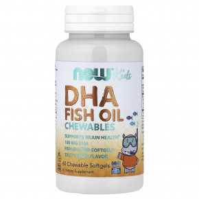 NOW Foods, ДГК с рыбьим жиром для детей, со вкусом фруктов, 60 жевательных таблеток - описание | фото