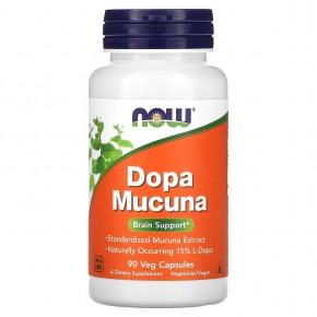 NOW Foods, Dopa Mucuna, 90 растительных капсул - описание