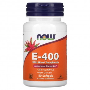 NOW Foods, E-400, 268 мг (400 МЕ), 50 мягких таблеток - описание