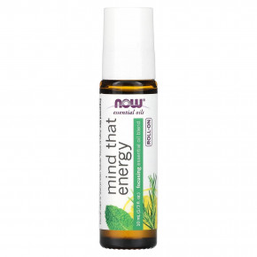 NOW Foods, Эфирные масла, роллер Mind That Energy, 1/3 жидкой унции (10 мл) - описание