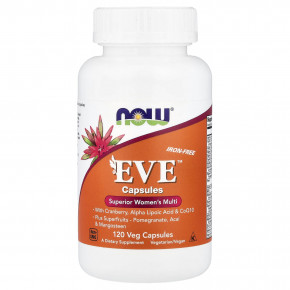 NOW Foods, Eve™, превосходные мультивитамины для женщин, без железа, 120 растительных капсул - описание | фото