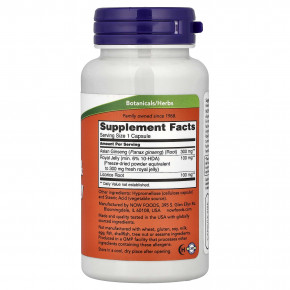 NOW Foods, женьшень и маточное молочко, 90 капсул в Москве - eco-herb.ru | изображение NOW Foods, женьшень и маточное молочко, 90 капсул в Москве - eco-herb.ru | фото