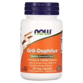 NOW Foods, Gr8-Dophilus, 60 растительных капсул - описание