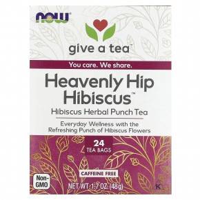 NOW Foods, Heavenly Hip Hibiscus, травяной чай с пуншем, без кофеина, 24 чайных пакетика, 48 г (1,7 унции) в Москве - eco-herb.ru | фото