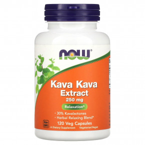 NOW Foods, Kava Kava Extract, 250 мг, 120 растительных капсул - описание | фото