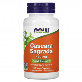 NOW Foods, Крушина (Cascara Sagrada), 450 мг, 100 вегетарианских капсул - описание