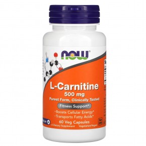 NOW Foods, L-карнитин, 500 мг, 60 растительных капсул - описание
