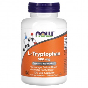 NOW Foods, L-триптофан, 500 мг, 120 растительных капсул - описание