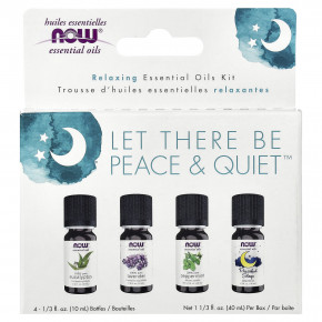 NOW Foods, Let Там Be Peace & Quiet™, набор расслабляющих эфирных масел, 4 флакона по 10 мл (1/3 жидк. унции) в Москве - eco-herb.ru | фото