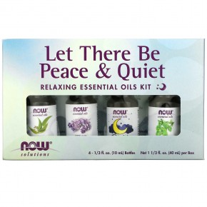 NOW Foods, Solutions, Let There Be Peace & Quiet, набор расслабляющих эфирных масел, 4 флакона по 10 мл (1/3 жидк. Унции) в Москве - eco-herb.ru | фото