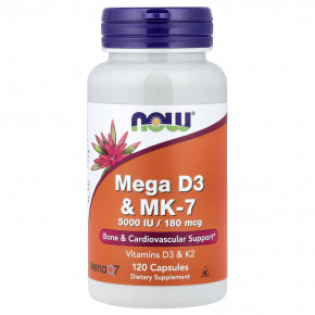NOW Foods, Mega D3 и MK-7, 120 капсул - описание