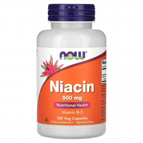 NOW Foods, ниацин, 500 мг, 100 растительных капсул в Москве - eco-herb.ru | фото