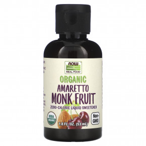 NOW Foods, Organic Amaretto Monk Fruit, низкокалорийный жидкий подсластитель, 53 мл (1,8 жидк. унц.) в Москве - eco-herb.ru | фото