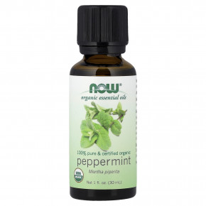 NOW Foods, органические эфирные масла, перечная мята, 30 мл (1 жидк. унция) - описание | фото