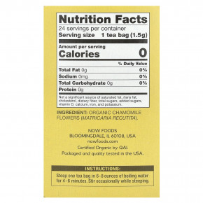 NOW Foods, органический ромашка, без кофеина, 24 чайных пакетика, 36 г (1,27 унции) в Москве - eco-herb.ru | фото