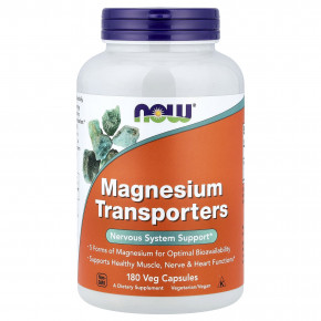 NOW Foods, Magnesium Transporters, добавка с магнием, 120 мг, 180 растительных капсул - описание | фото