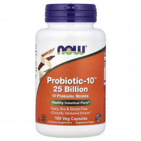 NOW Foods, Probiotic-10™, 100 растительных капсул - описание | фото