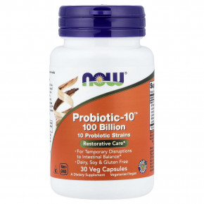 NOW Foods, Probiotic-10™, 30 растительных капсул - описание | фото