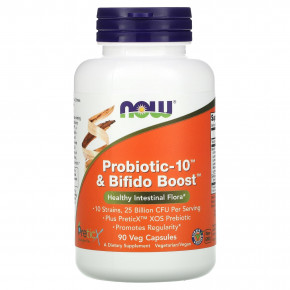 NOW Foods, Probiotic-10 & Bifido Boost, пробиотик, 25 млрд КОЕ, 90 растительных капсул (8,33 млрд КОЕ в 1 капсуле) в Москве - eco-herb.ru | фото