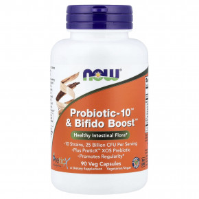 NOW Foods, Probiotic-10™ и Bifido Boost™, 90 растительных капсул - описание | фото