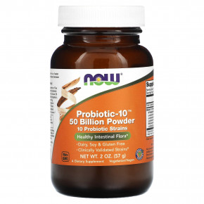 NOW Foods, Probiotic-10, порошок, 50 млрд, 57 г (2 унции) (50 млрд в 1 г) в Москве - eco-herb.ru | фото