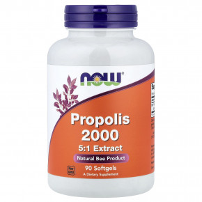 NOW Foods, прополис 2000, экстракт 5:1, 90 капсул (400 мг в 1 капсуле) - описание | фото