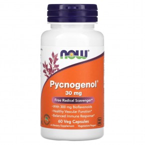 NOW Foods, Pycnogenol, 30 мг, 60 растительных капсул - описание